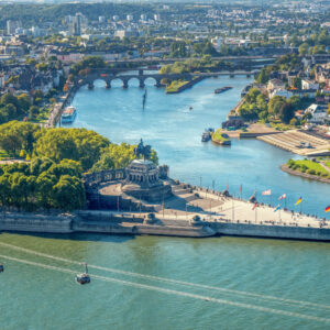 View of the Rhine and Moselle coming together in Koblenz