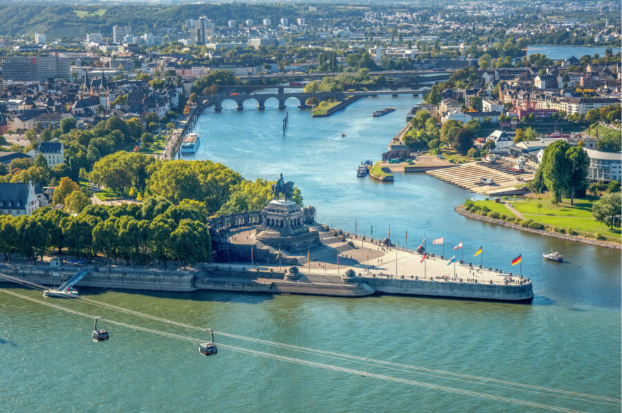 View of the Rhine and Moselle coming together in Koblenz