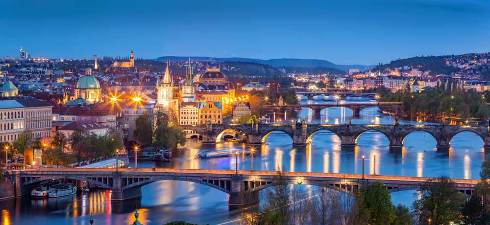 Guided bike tours europe, cycling holidays - Prague,,Czech,Republic,Bridges,Panorama,With,Historic,Charles,Bridge,And